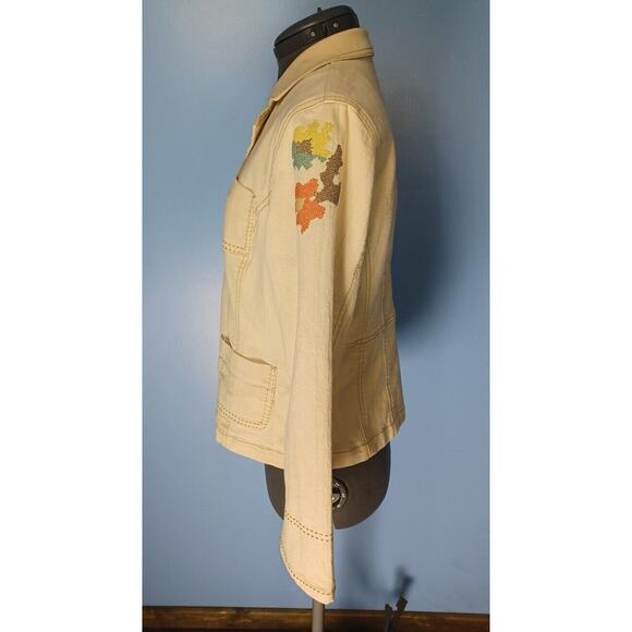 FDJ Bohemian Floral Embroidered Cream Colorful Jacket Stitched Western Size 8 - Picture 2 of 11